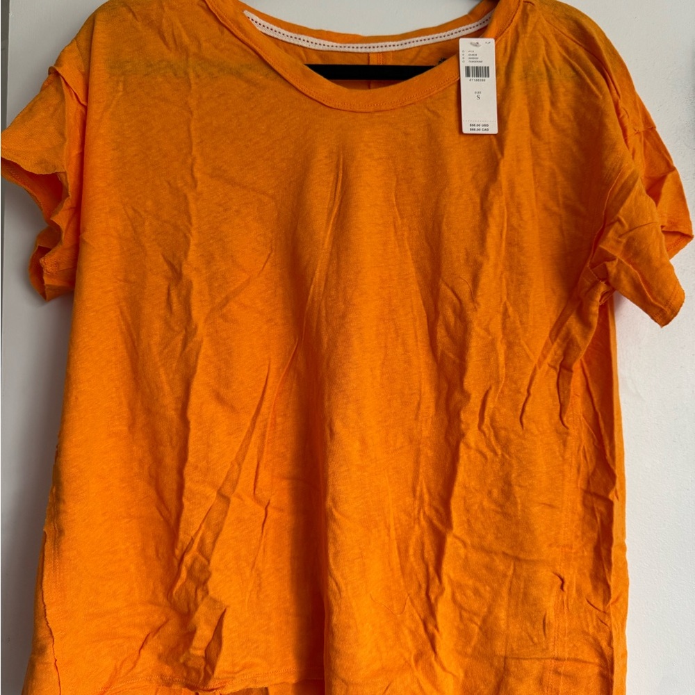 Anthropologie Vibrant Orange Short Sleeve Tee